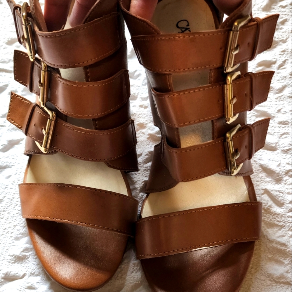 Buckled Open Toed Heels w Zipper SIZE IS UNSURE- Please read description!!!!